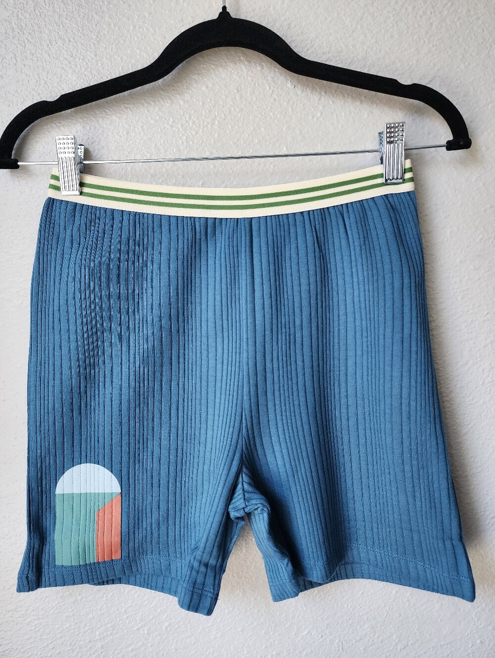 The Sunday Collective Kid's Ribbed Logo Bike Shorts Size 12Y Color Midnight NWT
